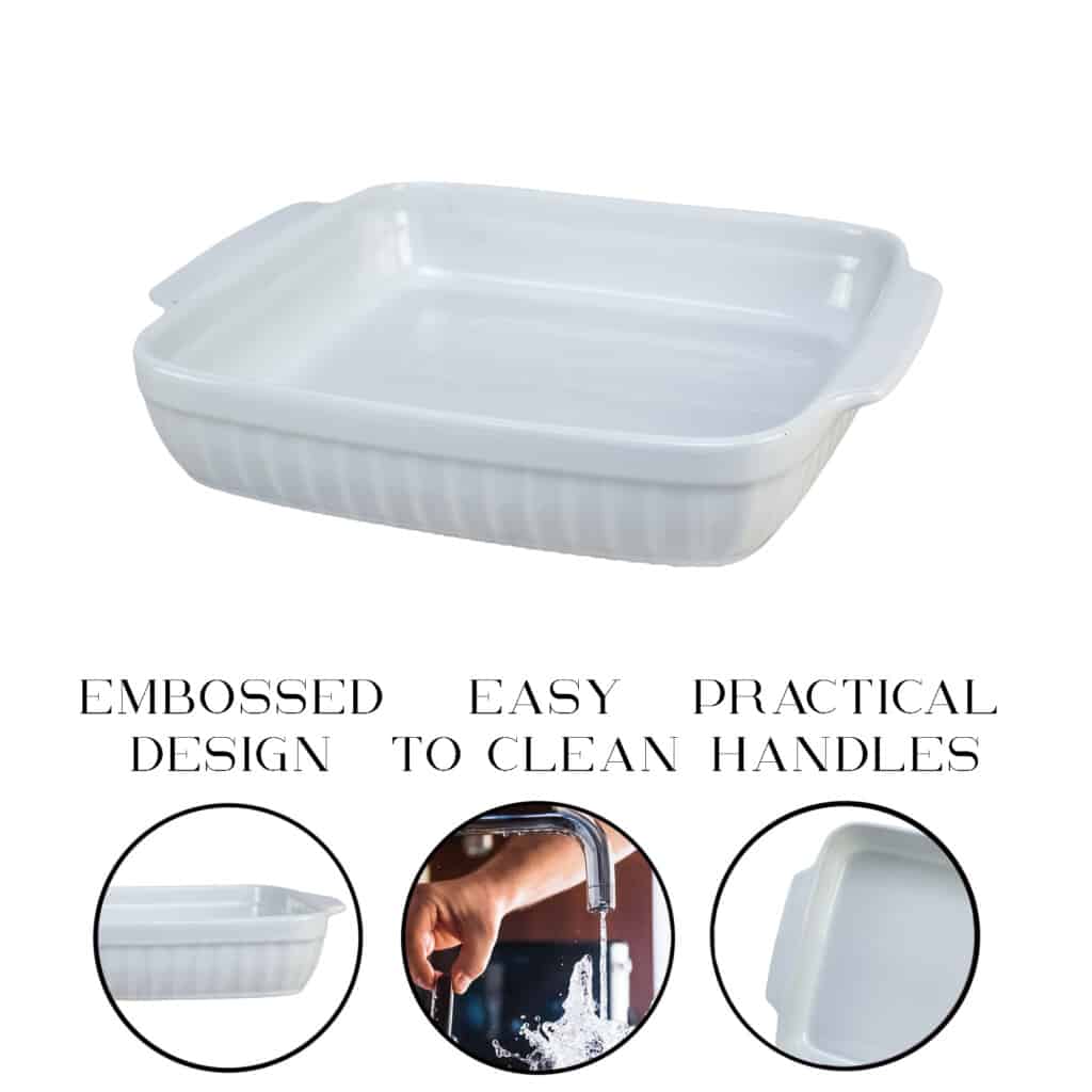 Heat-resistant tray, Rectangular, 29.5x25.5x5.5 cm, Glossy White