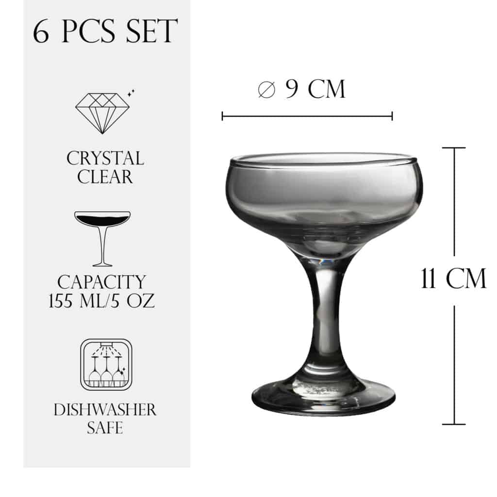 Set of 6 champagne glasses, 155 ml, Crystal Clear