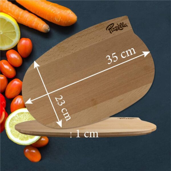 Chopping board, with handle, Oval, 350x230x10 mm, Wood