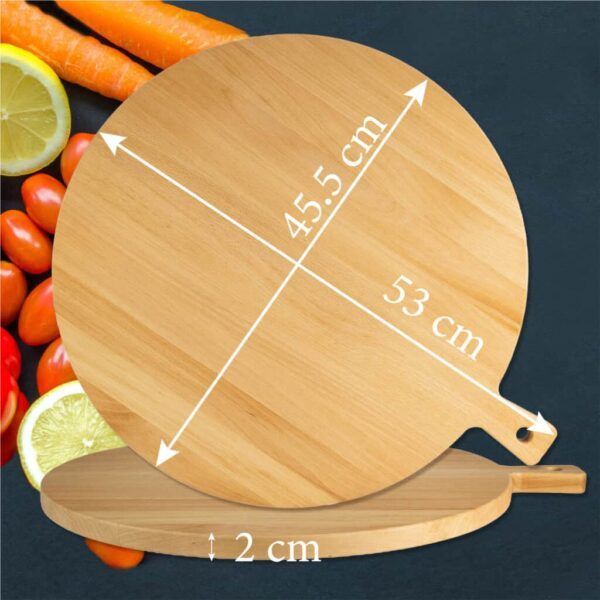 Chopping board, with handle, Round, 525x450x20 mm, Wood