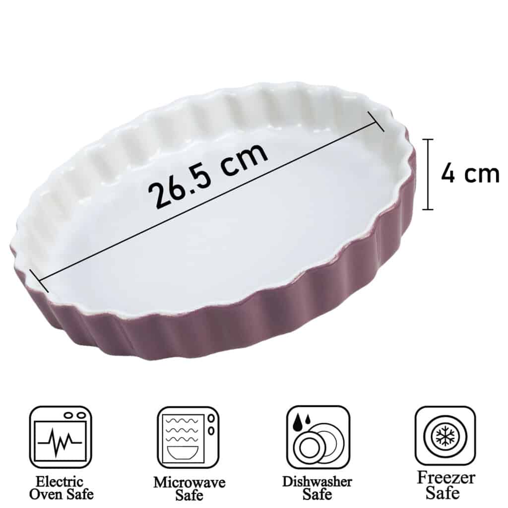 Heat-resistant tray, Round, 26.5x4.5 cm, Glossy White and Purple