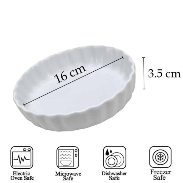 Heat-resistant tray, Round, 16x3.5 cm, Glossy White
