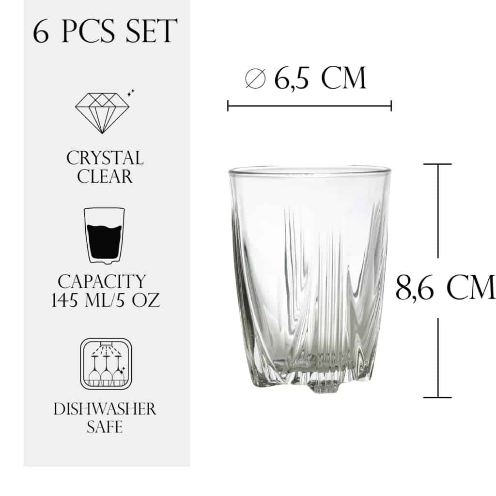 Set de 6 pahare, 145 ml, Crystal Clear
