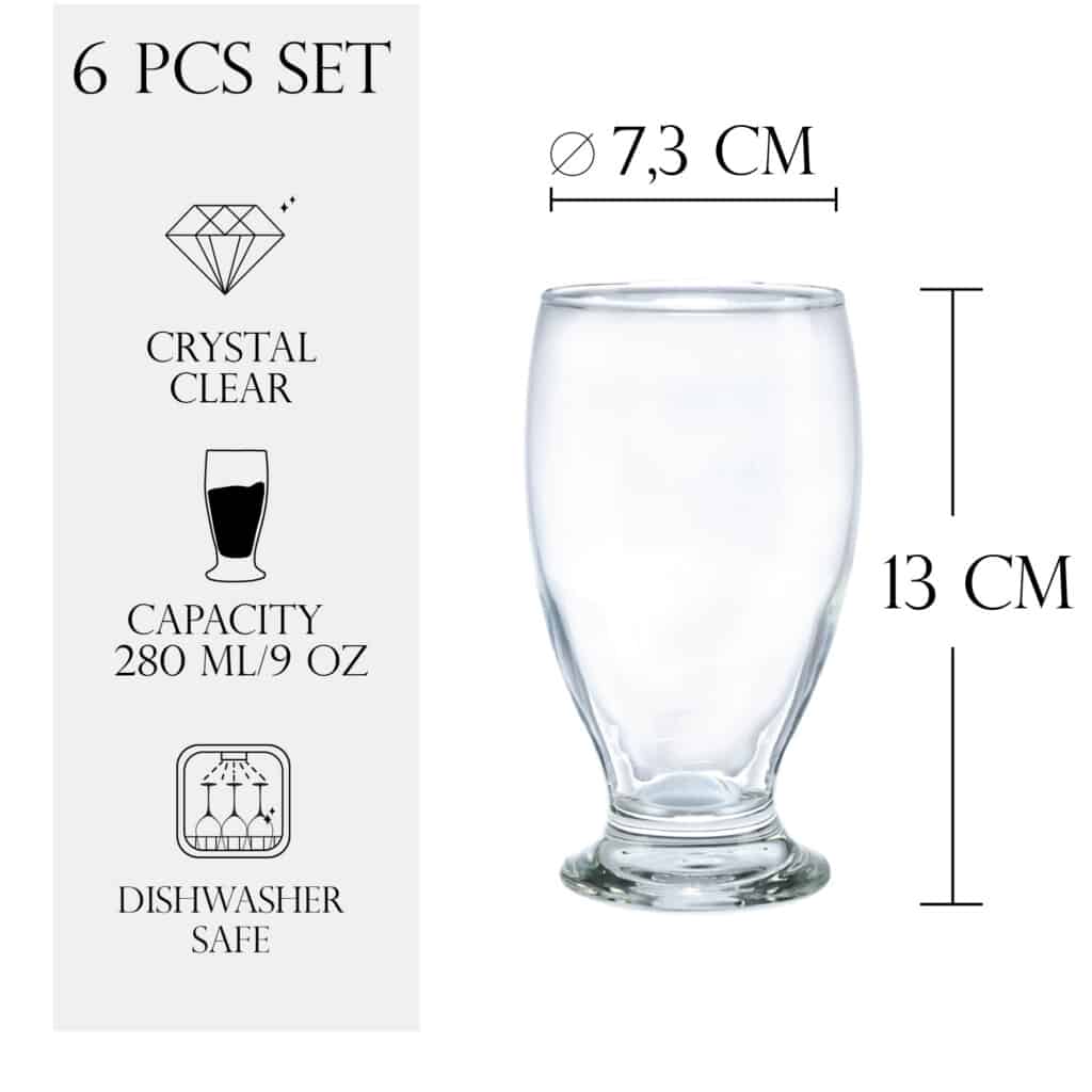 Set of 6 glasses, 280 ml, Crystal Clear