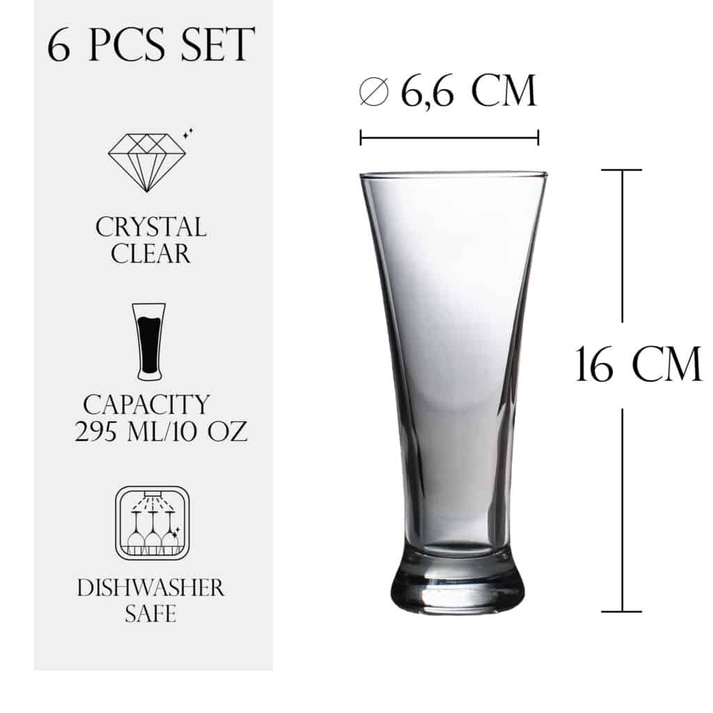 Set de 6 pahare de bere, 195 ml, Crystal Clear
