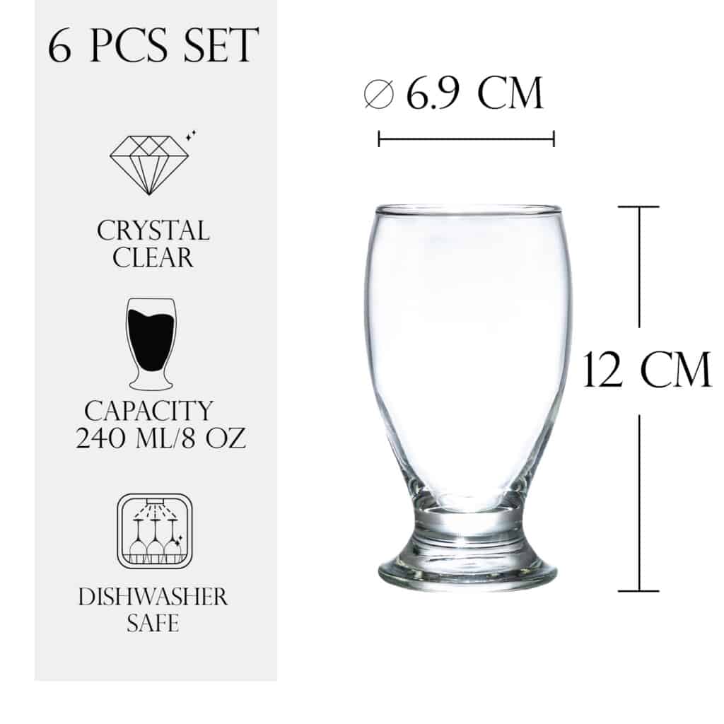 Set de 6 pahare, 240 ml, Crystal Clear