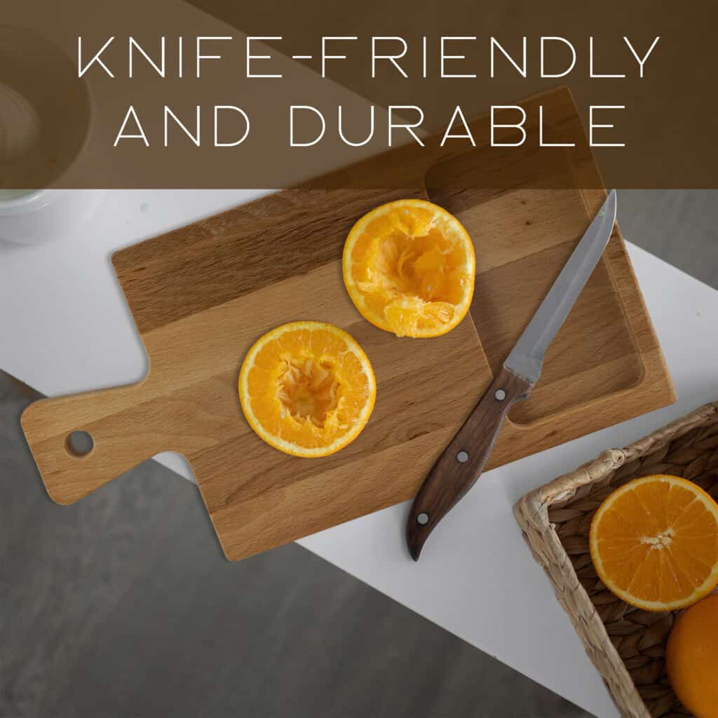 Chopping board, with handle, Rectangular, 350x185x20 mm, Wood
