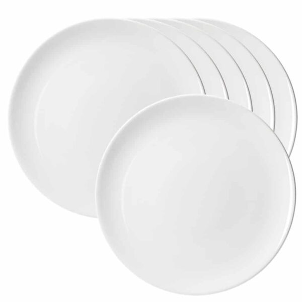 Set of 6 dinner plate, Round, 26 cm, Glossy White