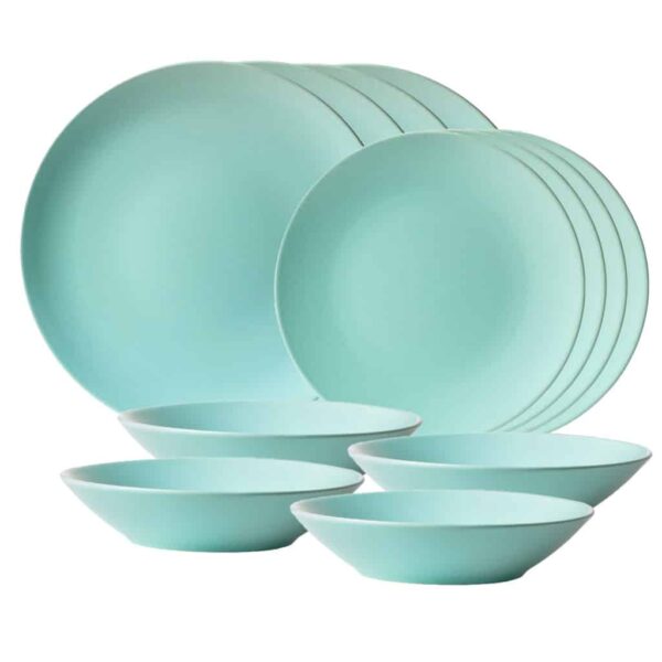 Dinner set for 4 people, with deep plate, Round, Matte White.
