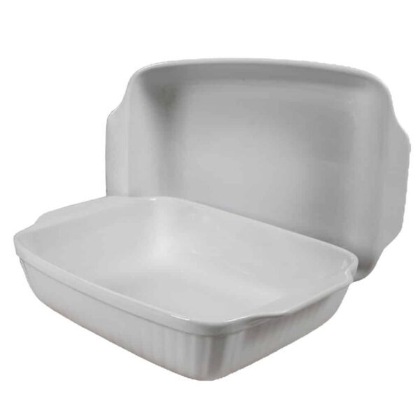 Set of 2 heat-resistant tray, Rectangular, 28x24x8 cm, Glossy White