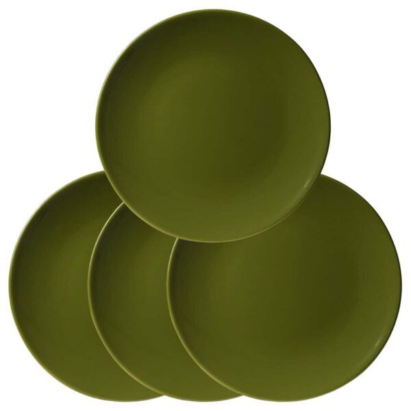 Set of 4 dessert plate, Round, 20 cm, Glossy Olive Green