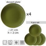 Set of 4 dessert plate, Round, 20 cm, Matte Olive Green