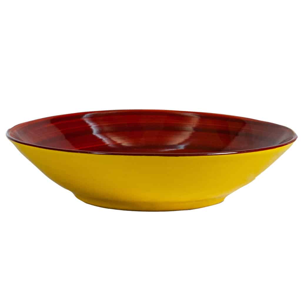 Dinner set for 6 people, Glossy Yellow decorated with red spiral