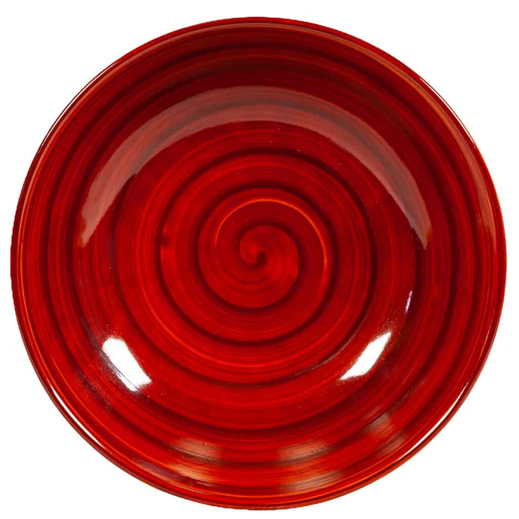 Dinner set for 6 people, Glossy Yellow decorated with red spiral