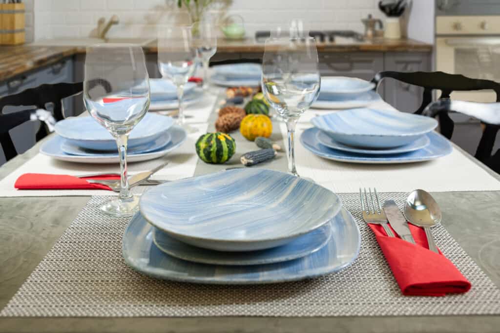 Dinner set for 6 people, Glossy Blue