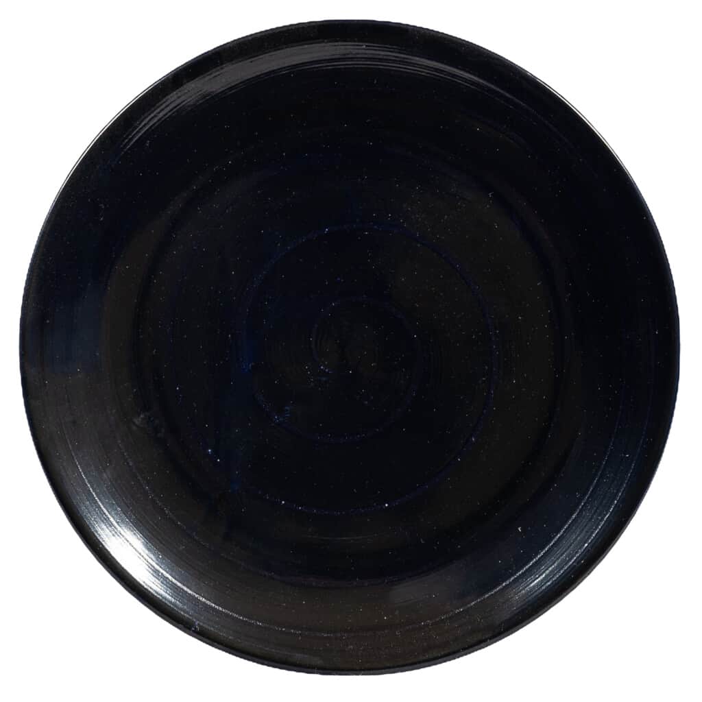 Dinner set for 6 people, Glossy Black decorated with dark blue spiral
