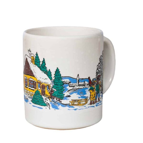 Mug, 260 ml, Glossy White decorated with winter landscape
