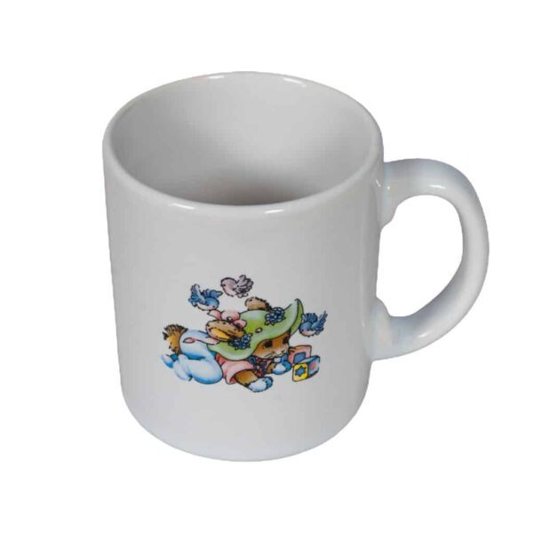 Mug, 260 ml, Glossy White decorated with mouse