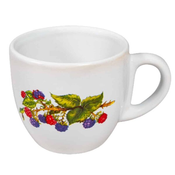 Cup, 200 ml, Glossy White decorated with raspberries