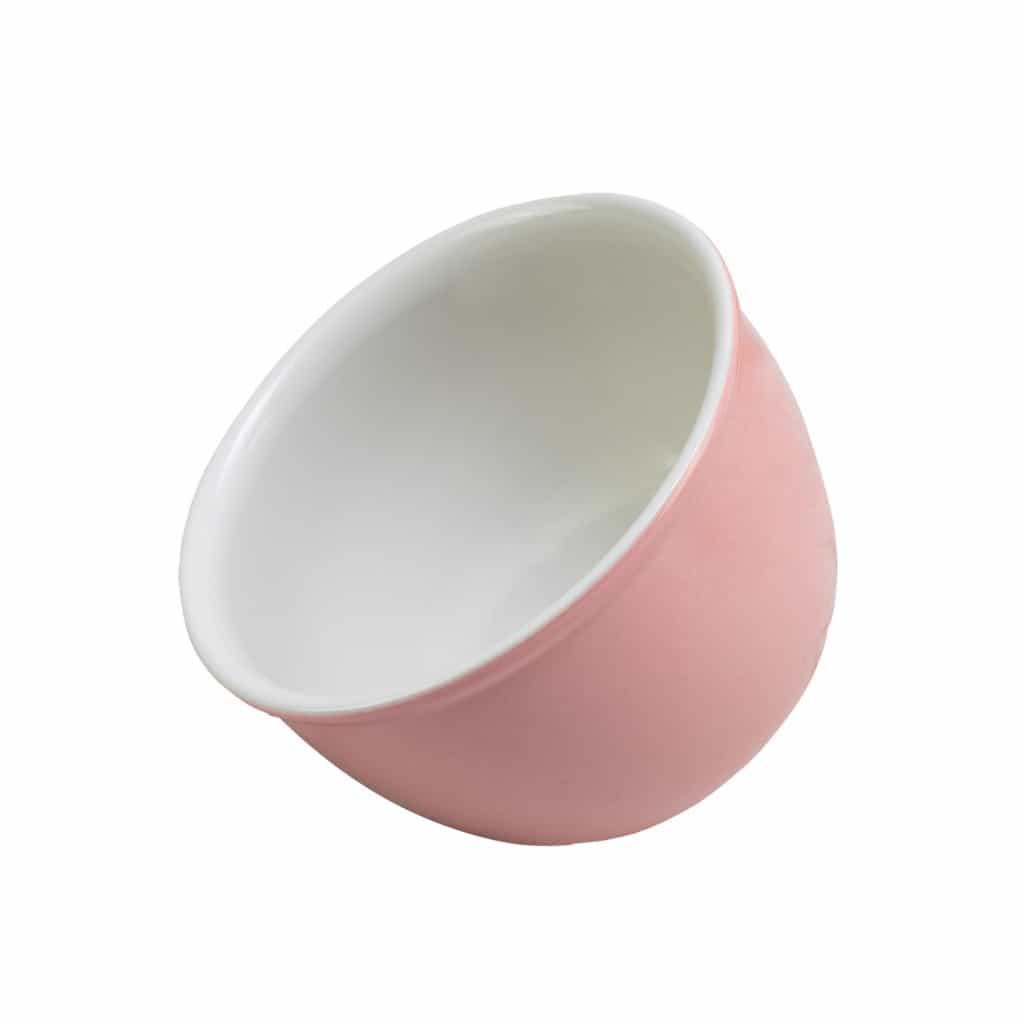 Tavă termorezistentă, rotundă, 13,5X7,5 cm, alb lucios și roz