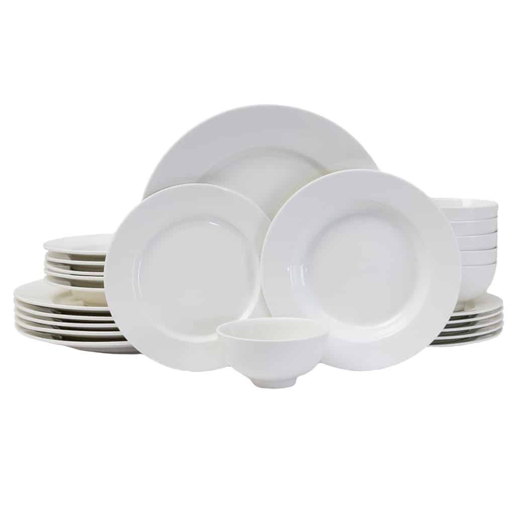Dinner set for 6 people, with bowls, Round, Porcelain