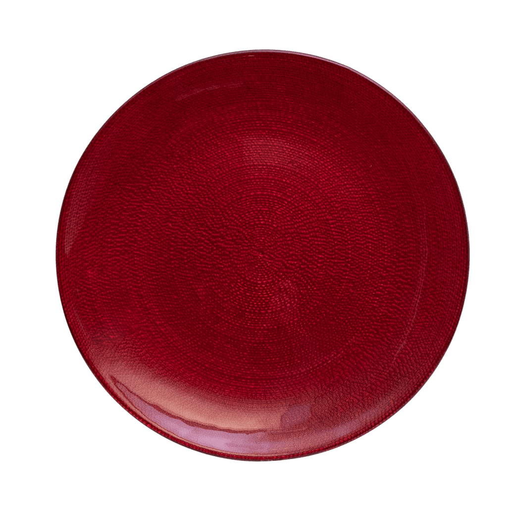 Farfurie pentru desert, rotundă, 21 cm, sticlă roșie