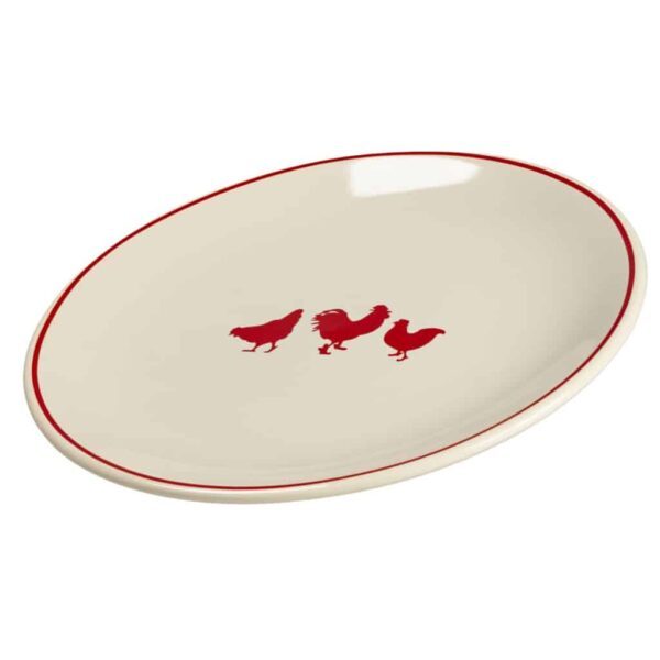 Dinner plate, Round, 26 cm, Glossy White decorated with red hens
