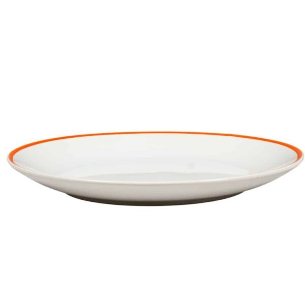Dinner Plate, Round, 26 cm, Glossy White with orange edge