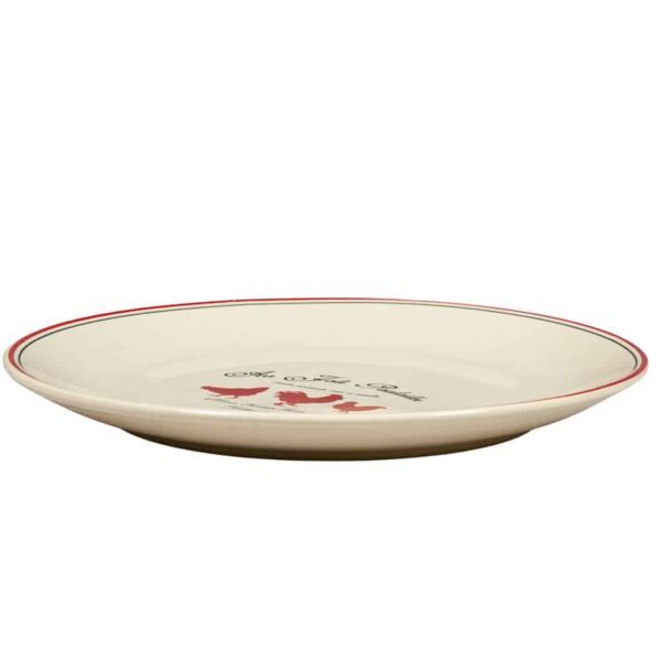 Dinner Plate, Round, 26 cm, Glossy Light Biege decorated with red hens