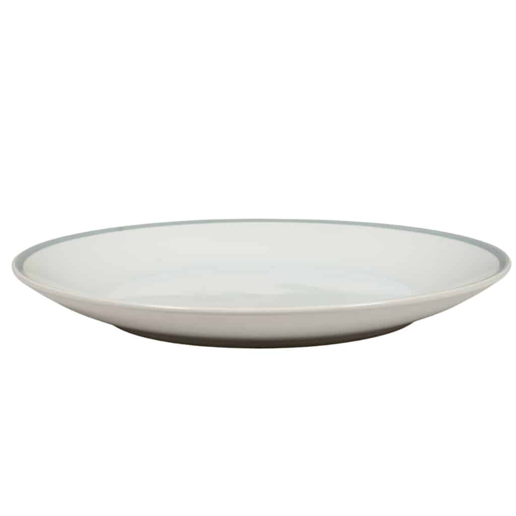 Set of 6 dinner plate, Round, 26 cm, Glossy White with gray edge