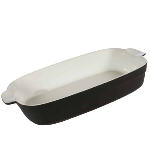 Heat-resistant tray, Oval, 35x25x8 cm, Glossy White and Black