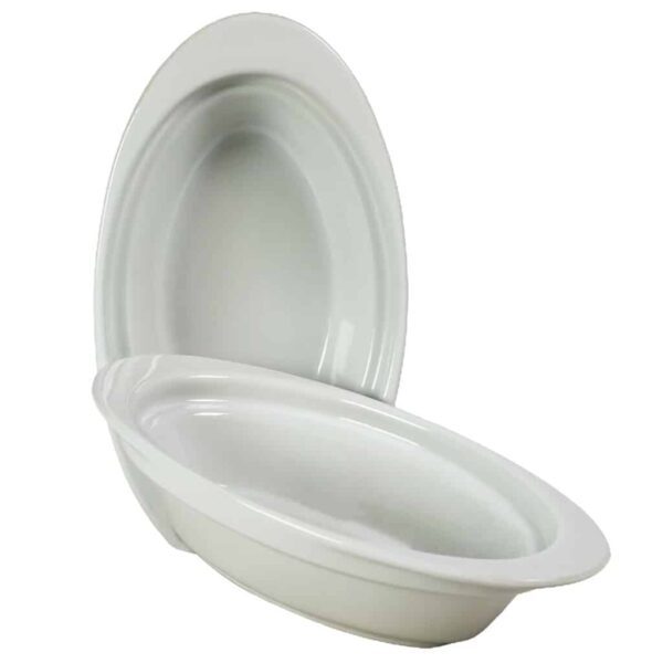 Set of 2 heat-resistant tray, Oval, 18x12x5 cm, Glossy White