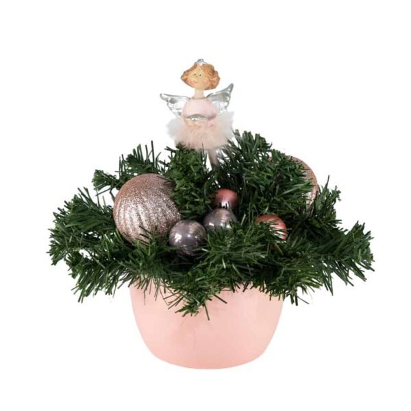Decorațiuni de masă de Crăciun, brad din ceramică, roz