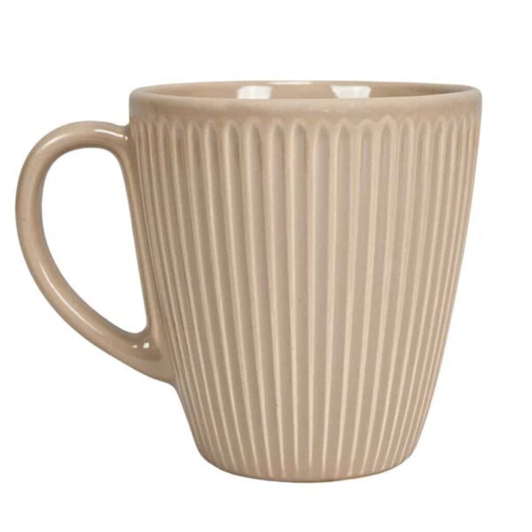 Mug, 250 ml, Glossy Beige with ribbed pattern