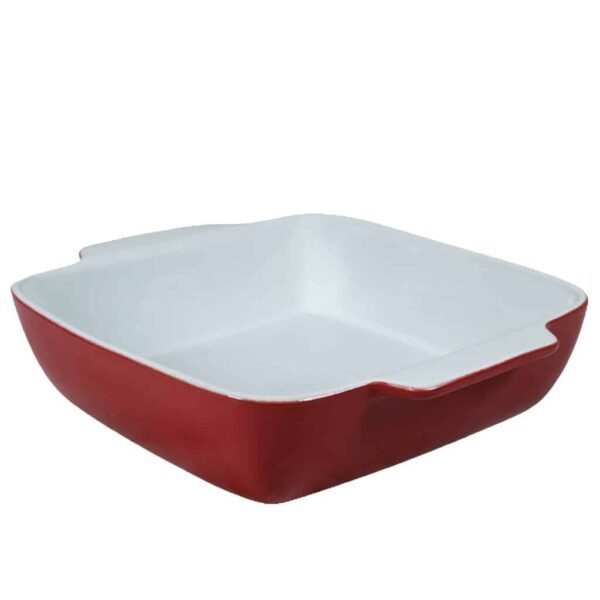 Heat-resistant tray, Square, 33x33x7 cm, Glossy White and Red