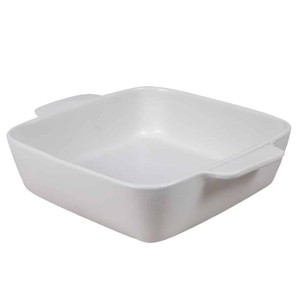 Heat-resistant tray, Square, 20x20x6.5 cm, Glossy White