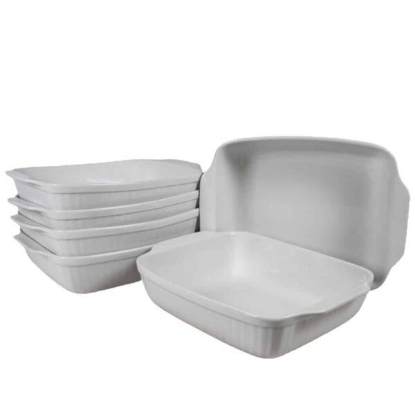 Set of 2 heat-resistant tray, Oval, 28x17.5x7 cm, Glossy White