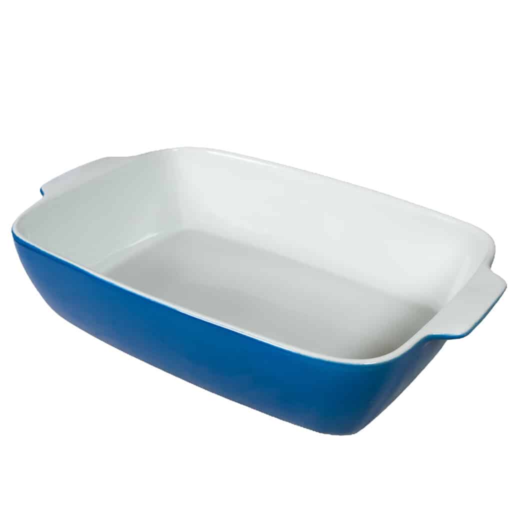 Set of 2 heat-resistant tray, Rectangular, 34x25x9 cm, Glossy White and Blue