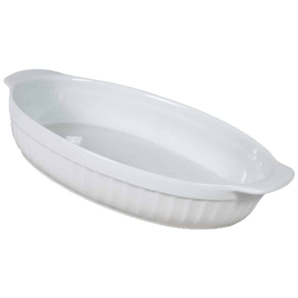 Heat-resistant tray, Oval, 31x23x6 cm, Glossy White