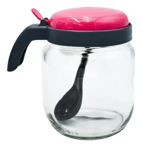 Container with Spoon, Round, 425 ml, Pink lid