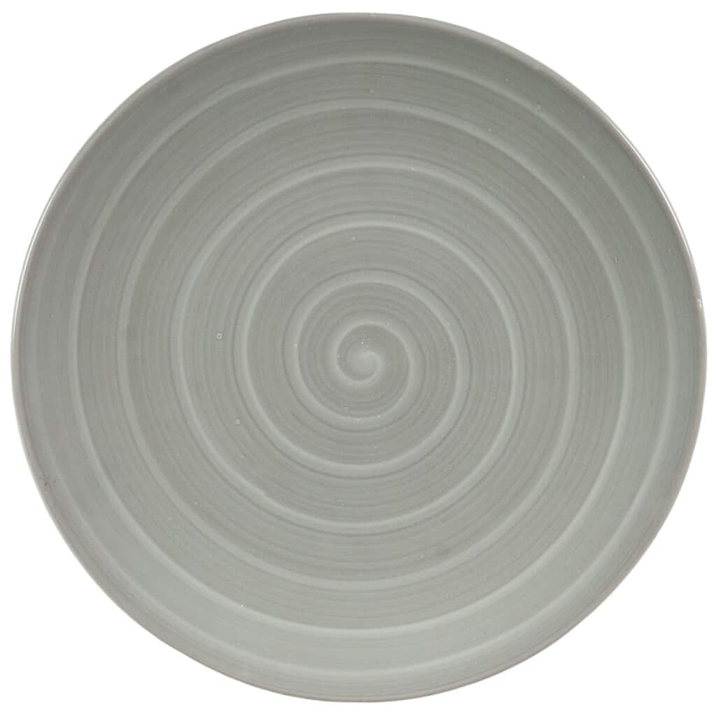 Dinner set for 6 people, Glossy Light Gray decorated with light gray spiral
