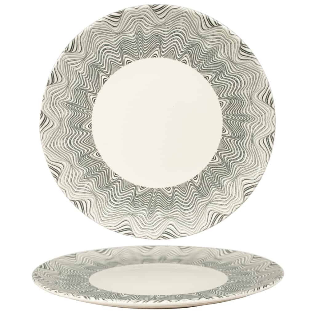 Dinner set for 6 people, Glossy Ivory decorated with Mandala draw