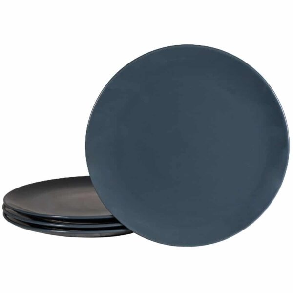 Set of 4 dinner plate, Round, 26 cm, Glossy Anthracite Gray