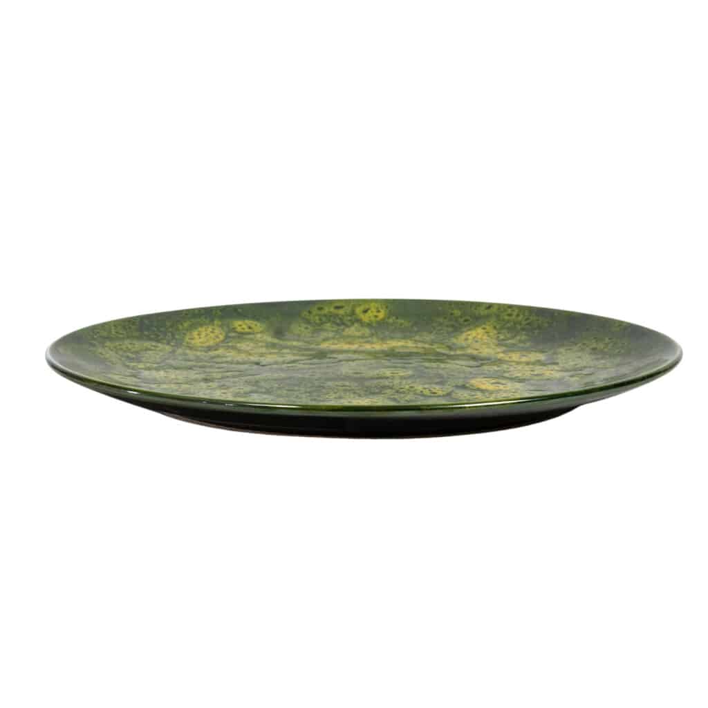 Dinner set for 6 people, Glossy Dark Green decorated with light green clouds