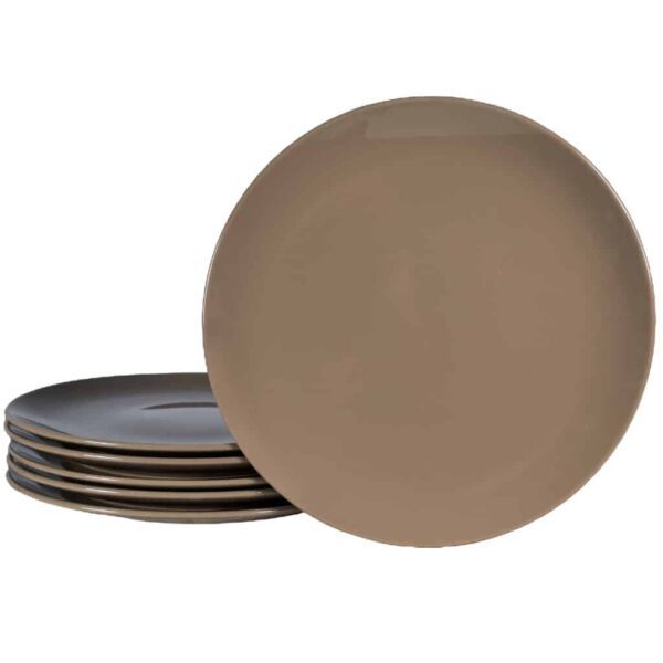 Set of 4 dinner plate, Round, 26 cm, Glossy Brown