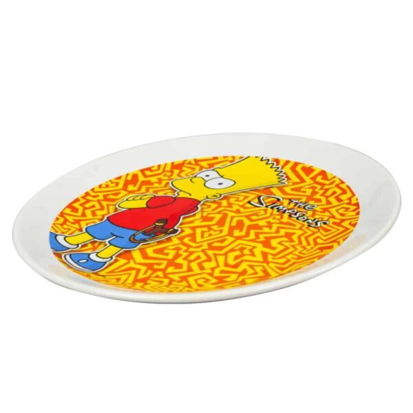 Farfurie rotundă, rotundă, 24 cm, albă lucioasă, decorată cu "Simpson"