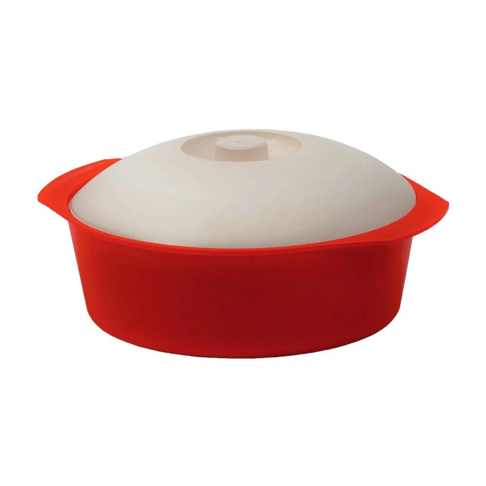 Salad Bowl with lid, Oval, 24 x 27 cm, Red