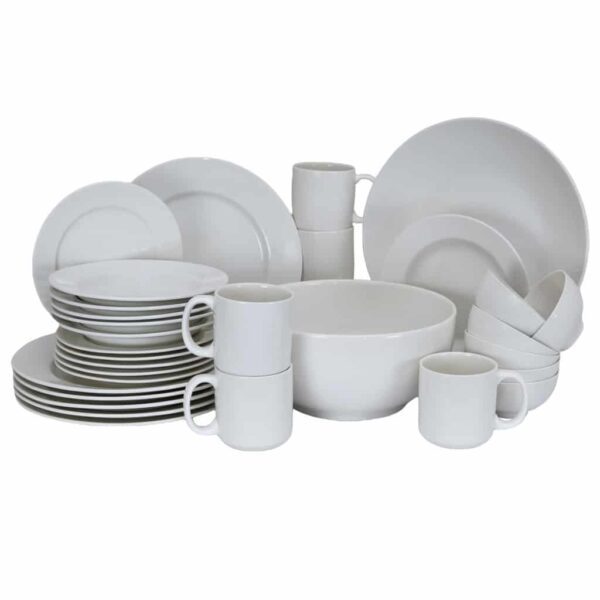 Dinner set for 6 people, with salad bowl and platter, Round, Porcelain