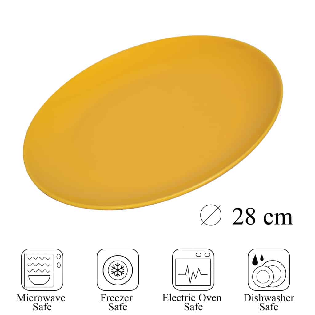 Farfurie de masă, rotundă, 28 cm, galben lucios