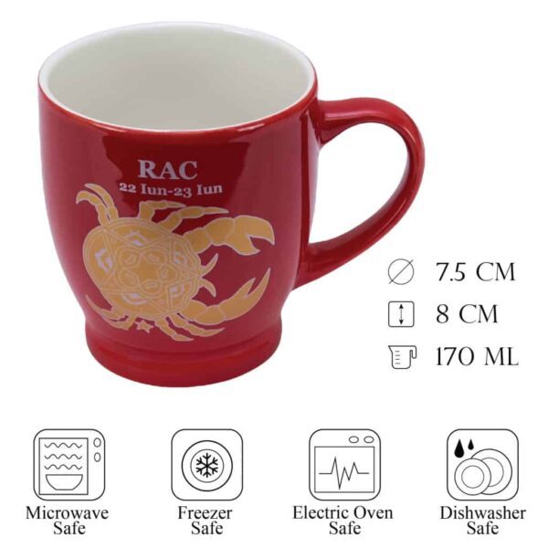 Mug, 170 ml, Glossy Red decorated with zodiac sign Cancer